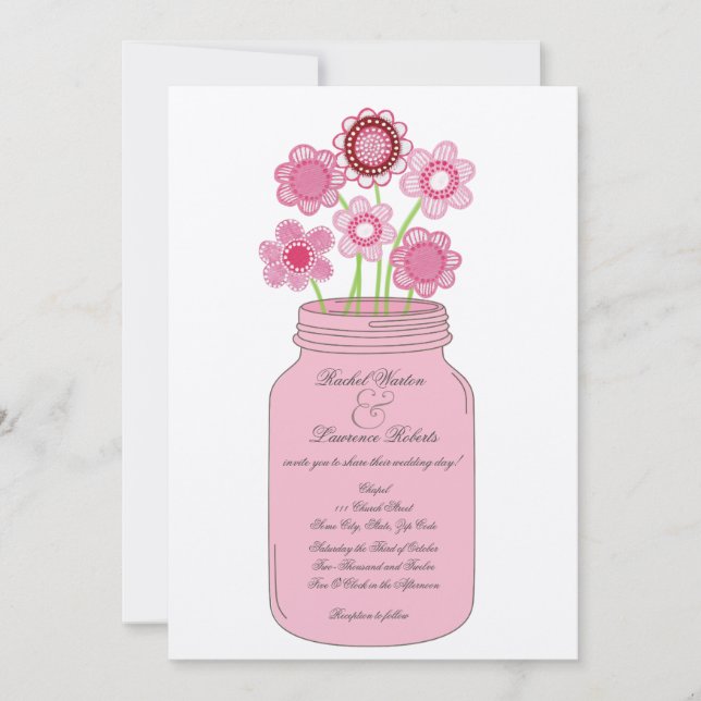 Invitación a la boda de las flores rosadas de Maso (Anverso)