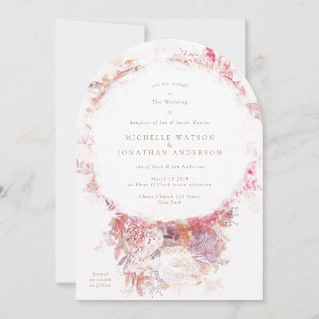 Invitación a la boda de las flores rosadas de prim (Anverso)