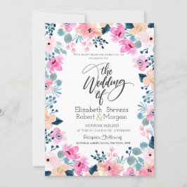 Invitación a la boda de las flores rosadas del jar