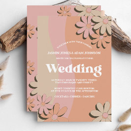 Invitación a la boda de las flores rosadas Groovy 