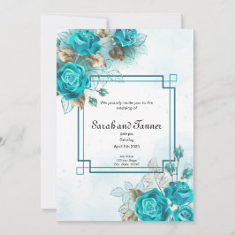 Invitación a la boda de las flores turquesas