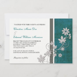 Invitación a la boda de las flores verde azuladas 