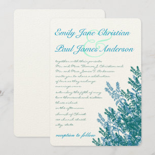 Invitación a la boda de las flores verdes azules d
