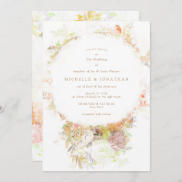 Invitación a la boda de las flores verdes del otoñ