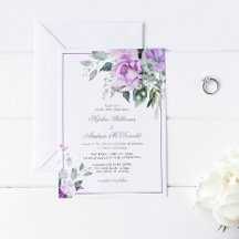 Invitación a la boda de las flores violetas de euc
