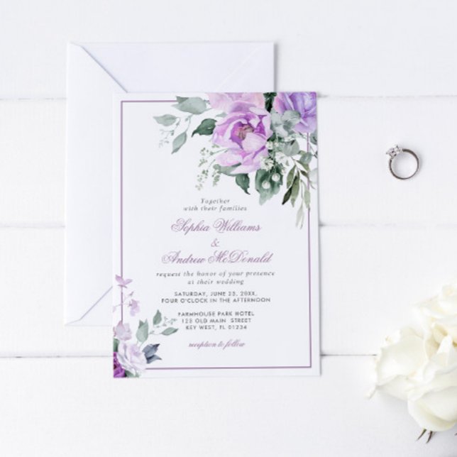 Invitación a la boda de las flores violetas de euc (Subido por el creador)