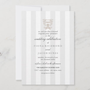 Invitación a la boda de las franjas grises y damas