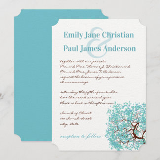 Invitación a la boda de las hojas azules de Aqua