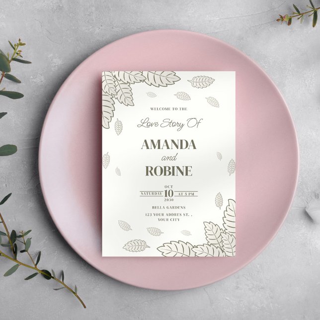 Invitación a la boda de las hojas botánicas minima (Subido por el creador)