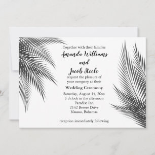 Invitación a la boda de las hojas clásicas de palm