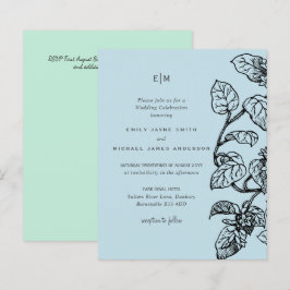 Invitación a la boda de las hojas de jardín botáni