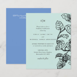 Invitación a la boda de las hojas de jardín botáni