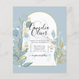 Invitación a la boda de las hojas de oro de Aqua, 