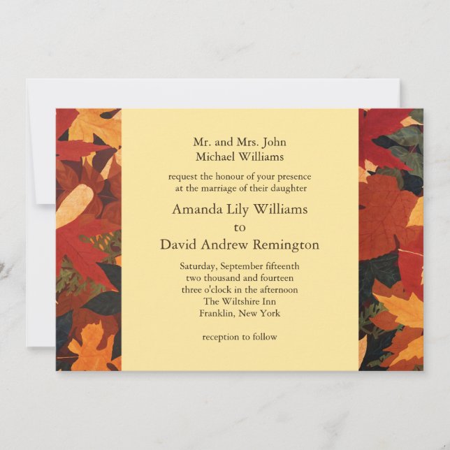 Invitación a la boda de las hojas de otoño (Anverso)