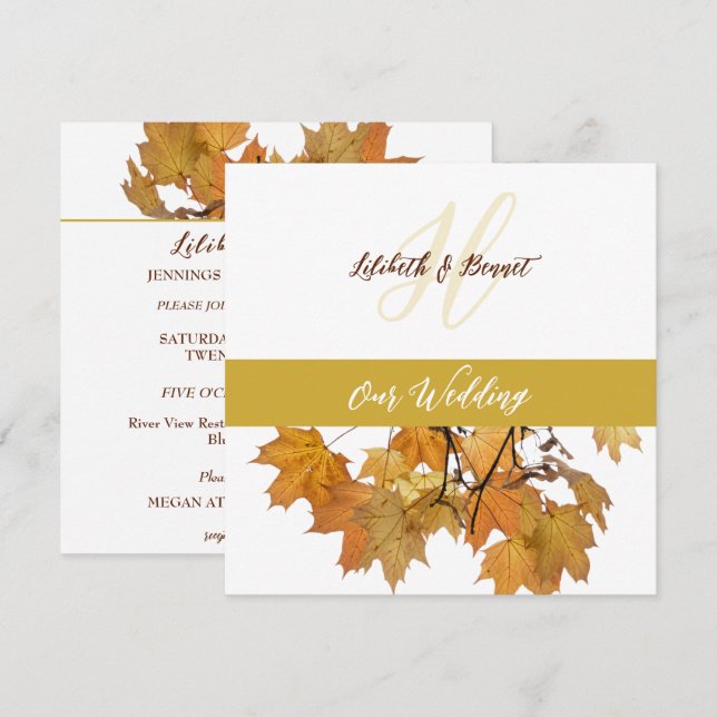 Invitación a la boda de las hojas de otoño (Anverso / Reverso)