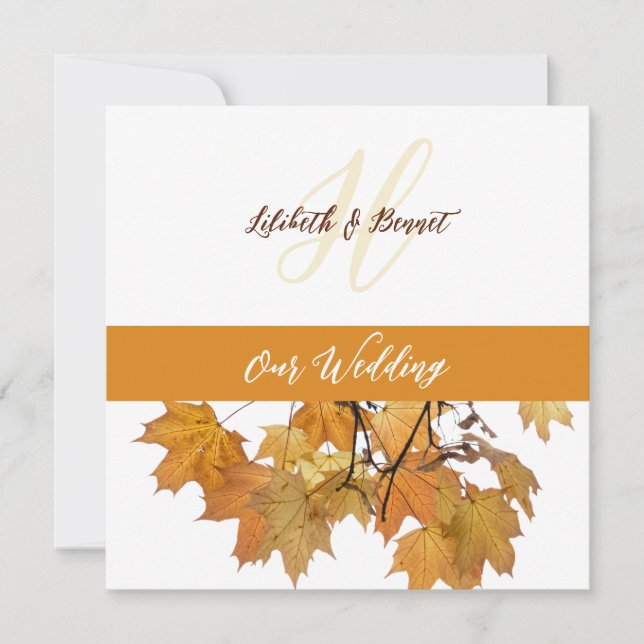 Invitación a la boda de las hojas de otoño (Anverso)