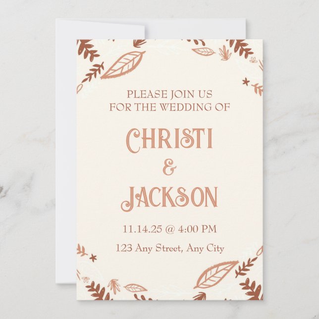 Invitación a la boda de las hojas de otoño (Anverso)