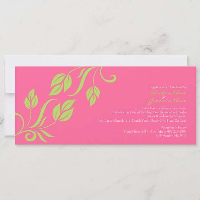Invitación a la boda de las hojas florales de limó (Anverso)