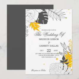 Invitación a la boda de las hojas tropicales amari