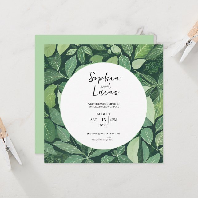 Invitación a la boda de las hojas verdes singulare (Anverso/Reverso In Situ)
