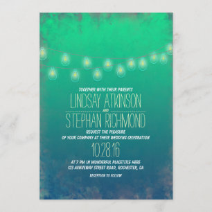 Invitación a la boda de las luces de cadena elegan