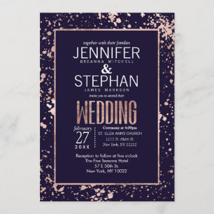 Invitación a la boda de las manchas de pintura azu