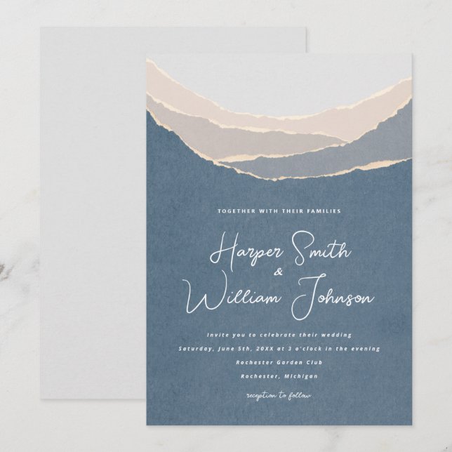 invitación a la boda de las montañas de papel rasg (Anverso / Reverso)