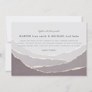 invitación a la boda de las montañas de papel roto