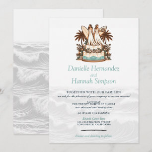 Invitación a la boda de las novias de Surf