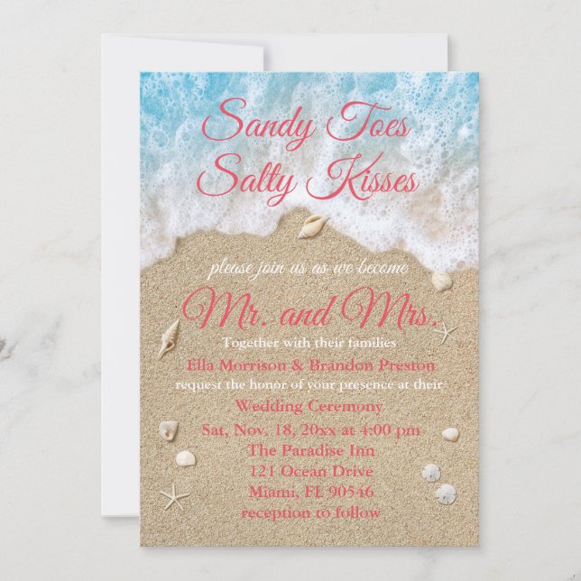 Invitación a la boda de las olas de la playa de Co (Anverso)