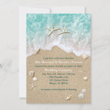 Invitación a la boda de las olas de playa y de las