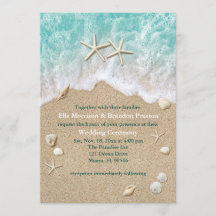 Invitación a la boda de las olas de playa y de las