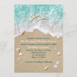 Invitación a la boda de las olas de playa y de las