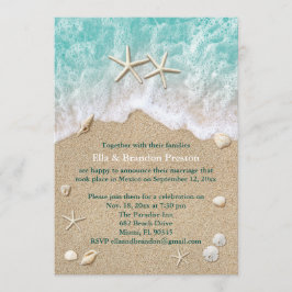 Invitación a la boda de las olas de playa y los St