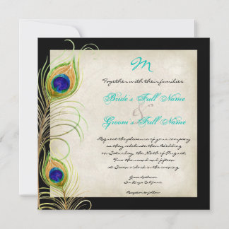 Invitación a la boda de las plumas de pavo real