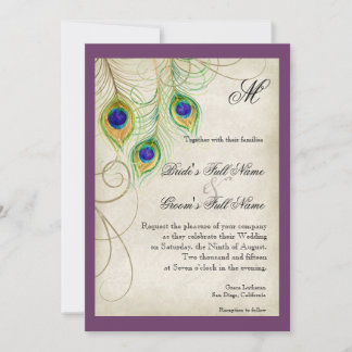 Invitación a la boda de las plumas de pavo real