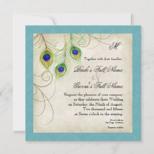 Invitación a la boda de las plumas de pavo real