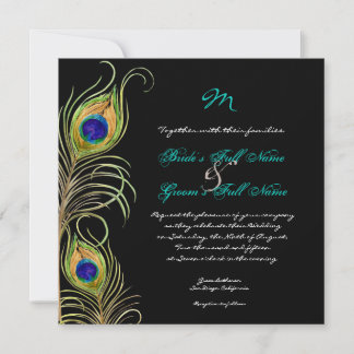 Invitación a la boda de las plumas de pavo real