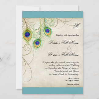Invitación a la boda de las plumas de pavo real