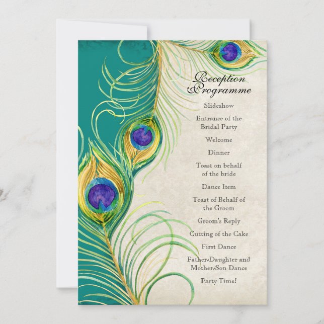 Invitación a la boda de las plumas de pavo real (Anverso)