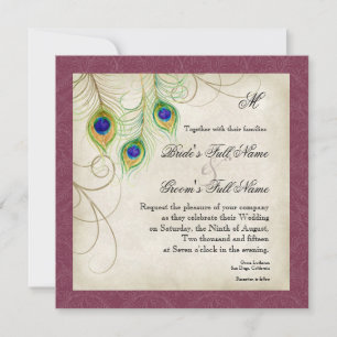Invitación a la boda de las plumas de pavo real