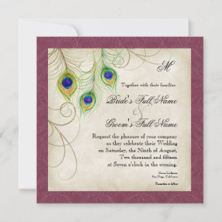 Invitación a la boda de las plumas de pavo real
