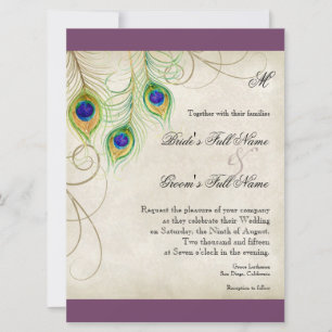 Invitación a la boda de las plumas de pavo real