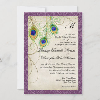 Invitación a la boda de las plumas de pavo real
