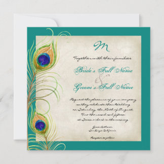 Invitación a la boda de las plumas de pavo real