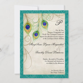 Invitación a la boda de las plumas de pavo real