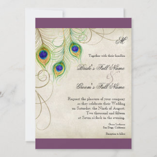 Invitación a la boda de las plumas de pavo real