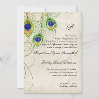 Invitación a la boda de las plumas de pavo real