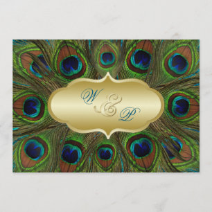 Invitación a la boda de las plumas de pavo real de
