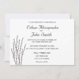 Invitación a la boda de las ramas de Pussywillow